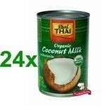 24 x Mleczko kokosowe ekologiczne, BIO, mleko organiczne 400ml Real Thai