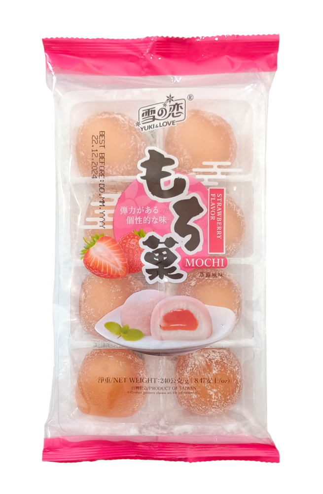 Mochi Strawberry, ciastka z ryżu kleistego 240g Yuki&Love Mochi truskawkowe