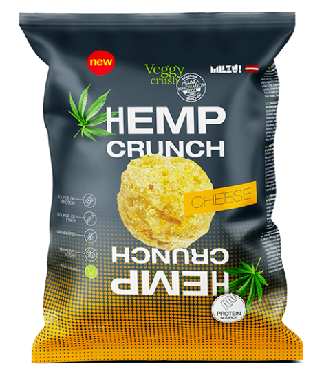 Chrupki Hemp Crunch Cheese 100g Veggy Crush Milzu TERMIN PRZYDATNOŚCI  12-09-2023