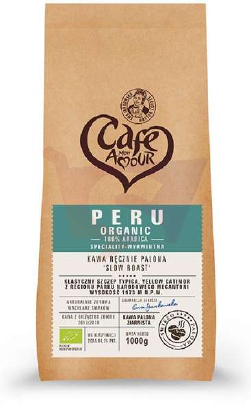 Kawa Peru Organic Arabica, ziarnista, palona 1kg Cafe Creator 