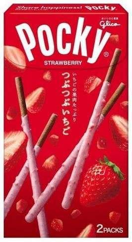 Pocky Strawberry, paluszki czekoladowe w polewie truskawkowej 55g Glico