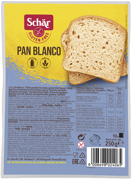 8x Pan Blanco, chleb bezglutenowy biały krojony 250g Schar