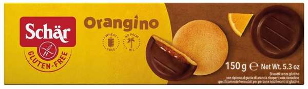 Orangino, biszkopty bezglutenowe z galaretką w czekoladzie 150g. Schar