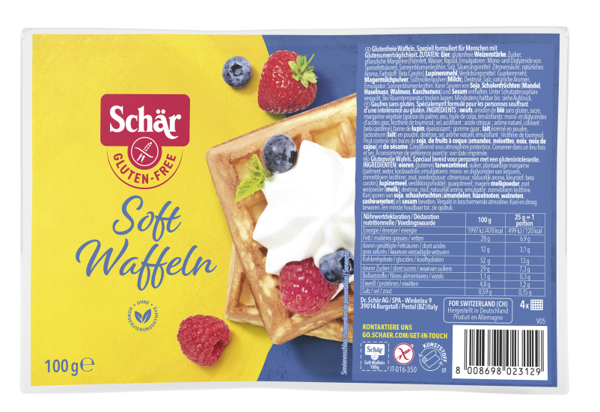 Gofry bezglutenowe, soft waffles 4x25g (100g) Schar