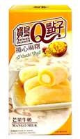 Mochi Mango Milk Roll, ciastka z ryżu kleistego o smaku mango-mlecznym 150g Taiwan Mochi 