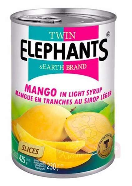 Mango, plastry w lekkim syropie 425g Twin Elephants 