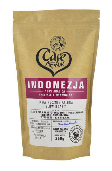 Kawa Indonezja Arabica, ziarnista, palona 250g Cafe Creator 