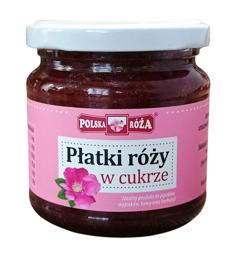 Płatki róży w cukrze 220g Polska Róża Płatki róży w cukrze sklep