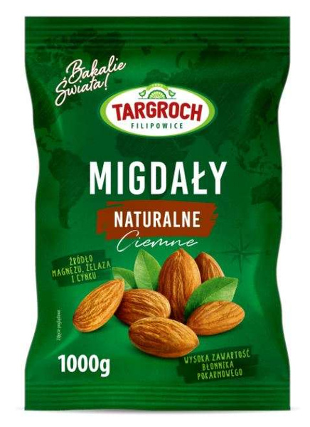 Migdały naturalne ciemne (w skórce) 1kg Targroch