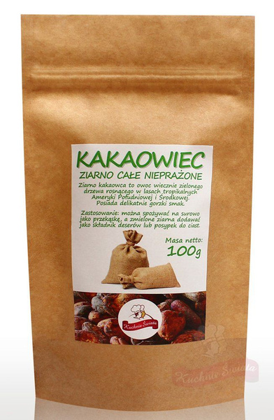 Kakaowiec, ziarno całe nieprażone 100g KŚ