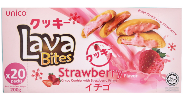 Ciastka Lava Bites Strawberry 200g Unico