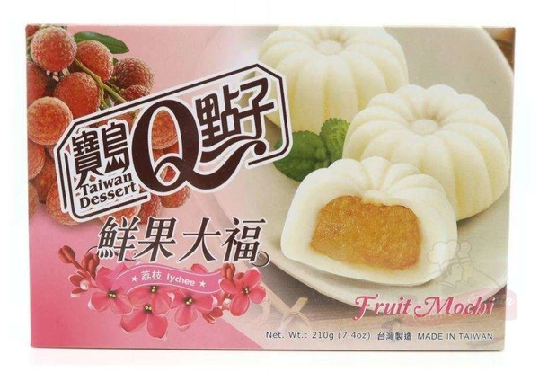 Fruit Mochi Lychee, deser z ryżu kleistego z nadzieniem liczi 210g Taiwan Mochi 