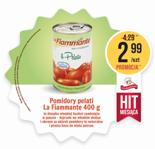 Pomidory włoskie Pelati bez skórki 400g La Fiammante