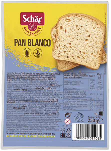 8x Pan Blanco, chleb bezglutenowy biały krojony 250g Schar