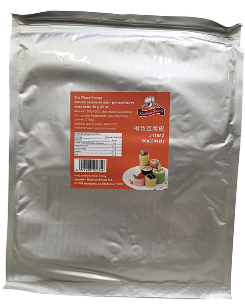 Papier sojowy do sushi, arkusze pomarańczowe 20ark./80g