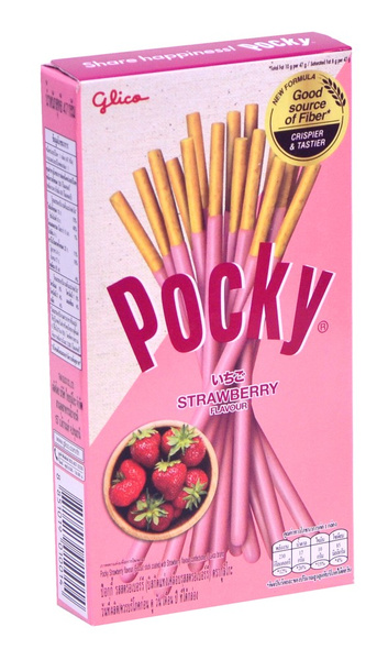 Pocky Strawberry, paluszki w polewie truskawkowej 45g Glico