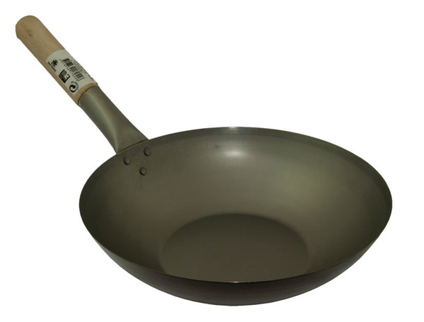 Patelnia WOK ze stali węglowej 30cm, płaski spód