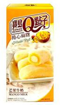 Mochi Mango Milk Roll, ciastka z ryżu kleistego o smaku mango-mlecznym 150g Taiwan Mochi