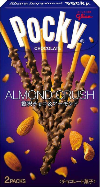 Pocky Chocolate Almond Crush, paluszki z czekoladą i migdałami 46g Glico