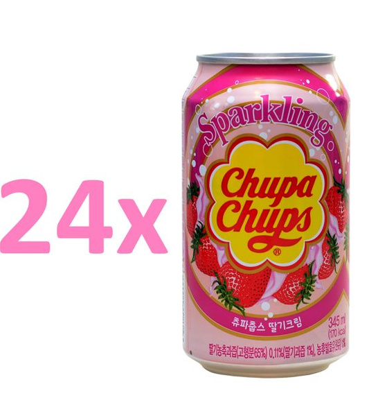 24 x Napój Chupa Chups, truskawkowo-śmietankowy 345ml