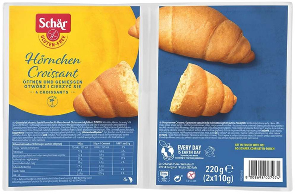 Rogaliki, Croissants 4x55g (220g) Schar TERMIN PRZYDATNOŚCI 22-11-2025