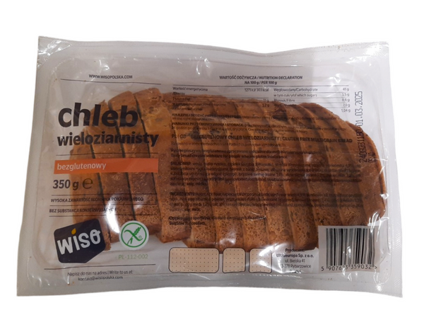 Chleb bezglutenowy, wieloziarnisty 350g Wiso