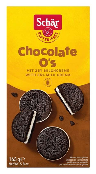 Chocolate O's, ciastka, markizy bezglutenowe 165g Schar