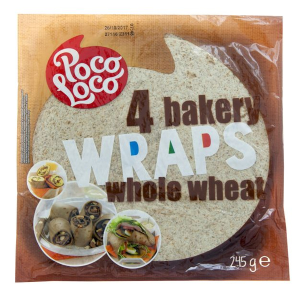 Tortilla pełnoziarnista, wraps (4x~62g) 245g Poco Loco TERMIN PRZYDATNOŚCI 15-11-2025