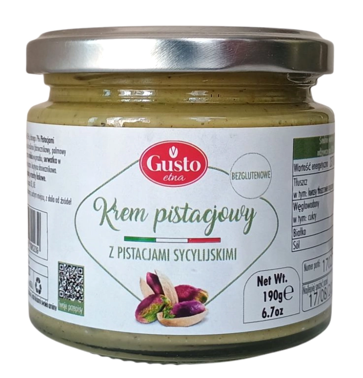 Krem pistacjowy sycylijski 35%, 190g Gusto Etna crema al pistacchio