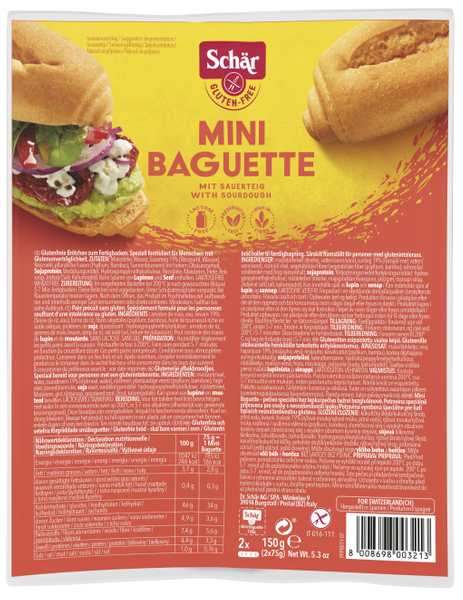 Mini Baguette, mini bagietki (2x75g) 150g Schar TERMIN PRZYDATNOŚCI 9-11-2025