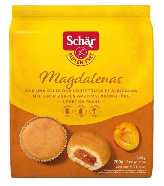 Magdalenas, babeczki bezglutenowe z nadzieniem morelowym (4x50g) 200g Schar