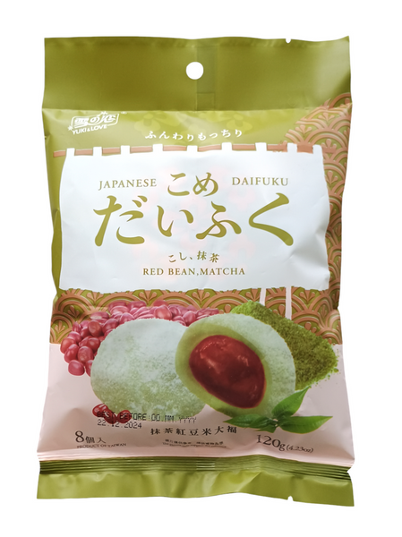 Japanese Daifuku Matcha Red Bean, ciastka z ryżu kleistego 120g Yuki&Love TERMIN PRZYDATNOŚCI 22-12-2024