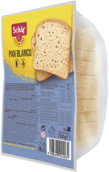 8x Pan Blanco, chleb bezglutenowy biały krojony 250g Schar